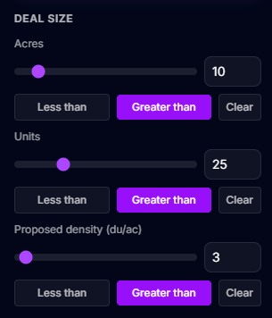 LandScout buy box: county, use, acreage, and criteria statewide